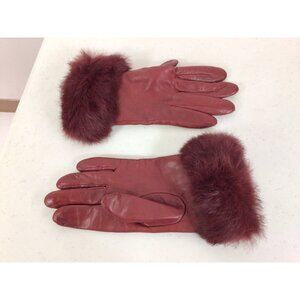 Alexandra Bartlett Leather and Fox Fur Gloves Womens Medium